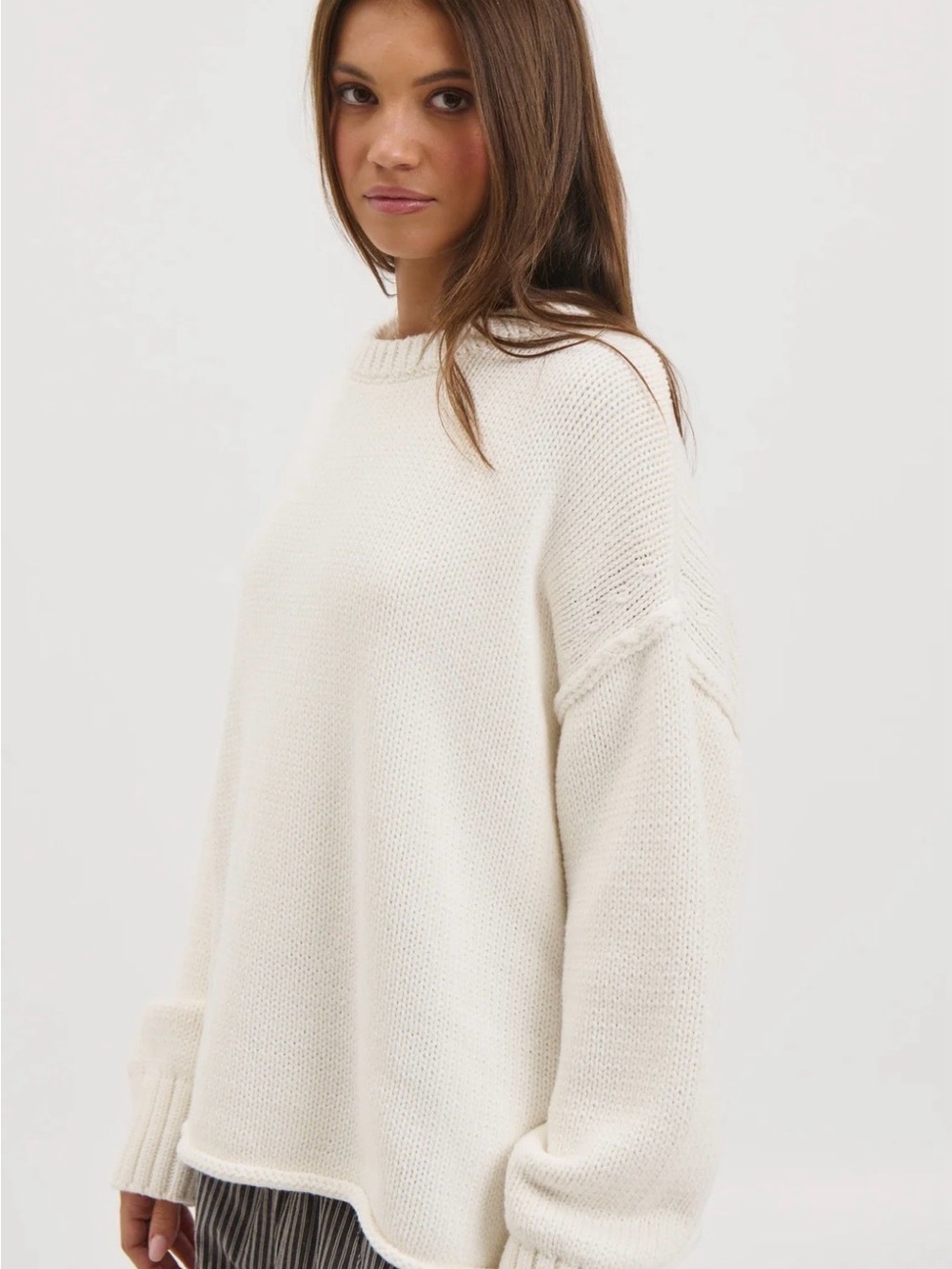 Cozy Cream Oversized Knit Sweater - Women